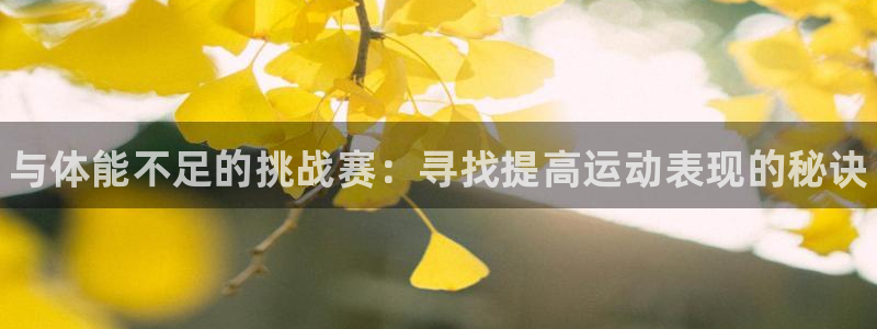 678体育官网地址：与体能不足的挑战赛：寻找提高运动表现的秘诀